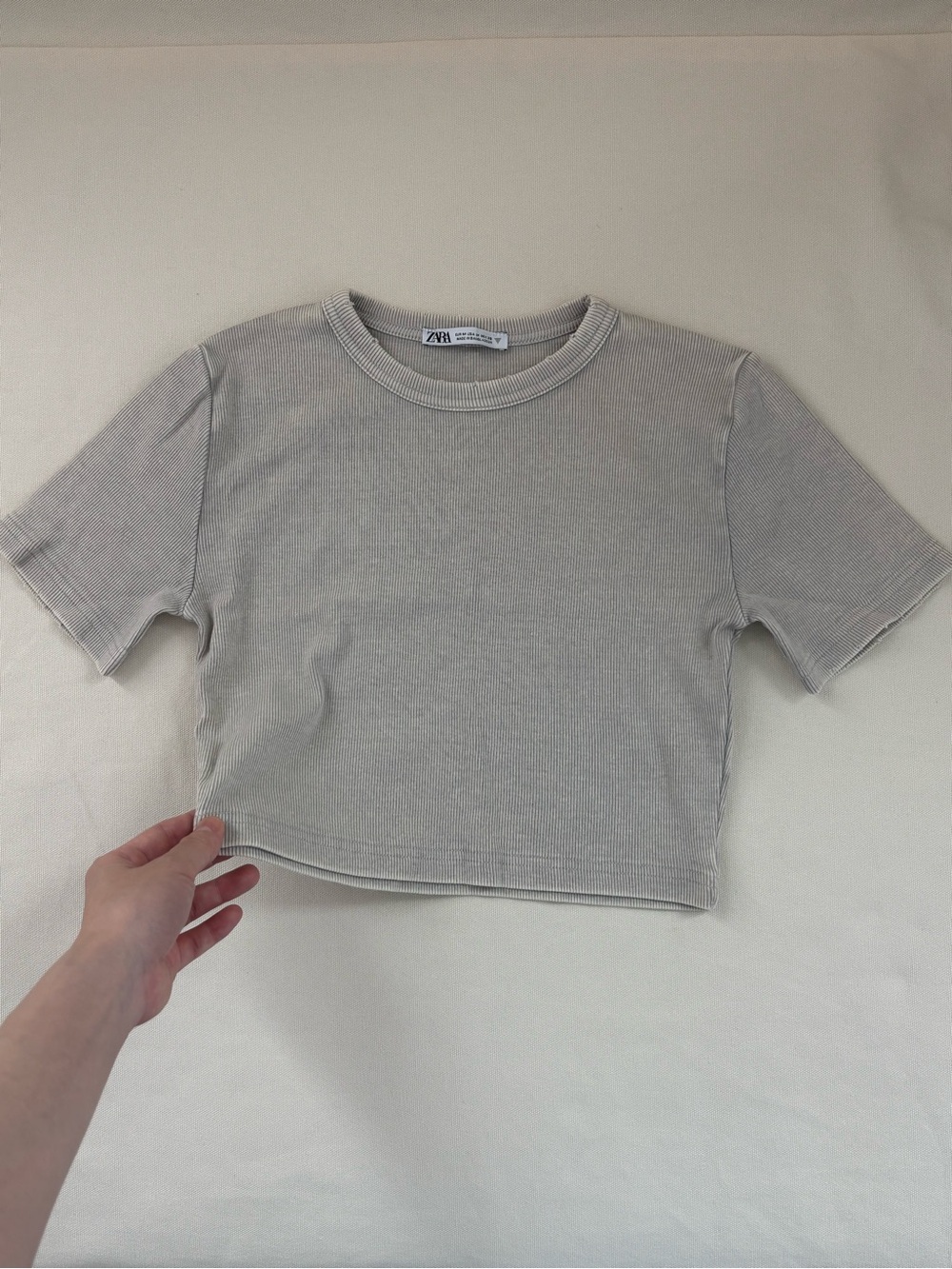 Zara Cropped Ribbed T-Shirt